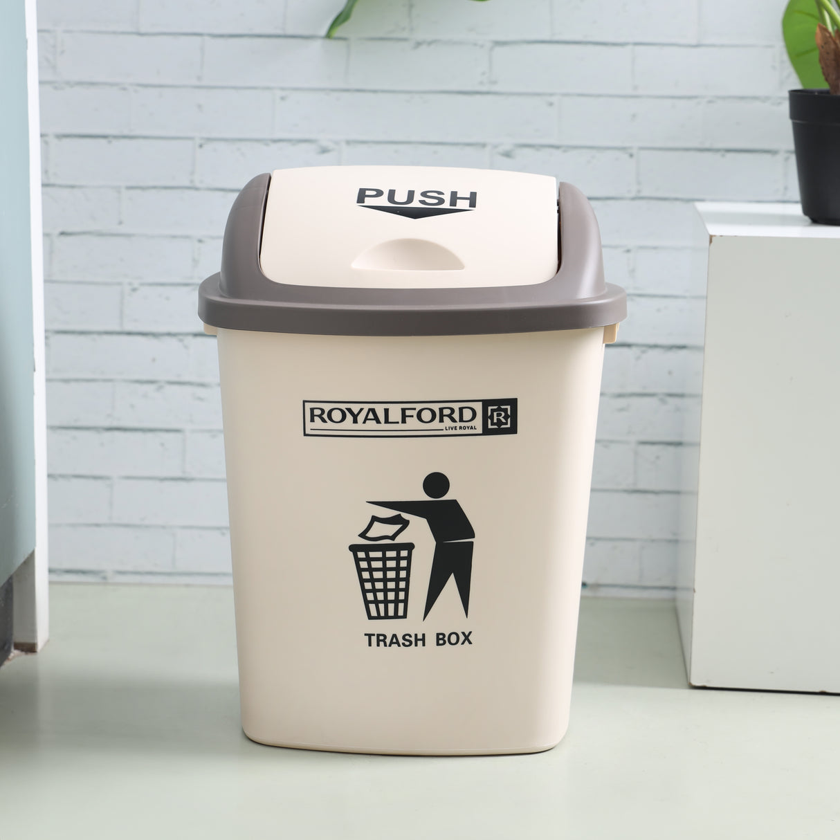 Royalford RF12403 Plastic Dust Bin 20L | Push Lid Durable Premium Plastic Trash Box for Home, Office, Bathroom,  Kitchen,  Bedroom & Daily Hygienic Waste Disposal Use