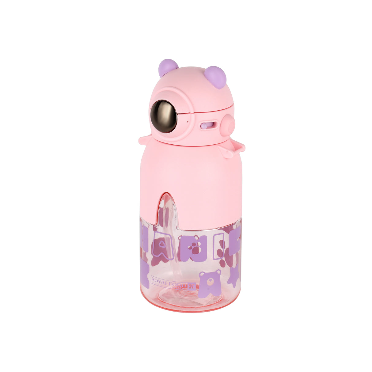 Royalford RF12405 Kids Water Bottle 780ml | BPA-Free | Leak-Proof Cute Bear Design Plastic Water Bottle | Carry Strap Safe Non-Toxic Drinking Bottle for School & Travel