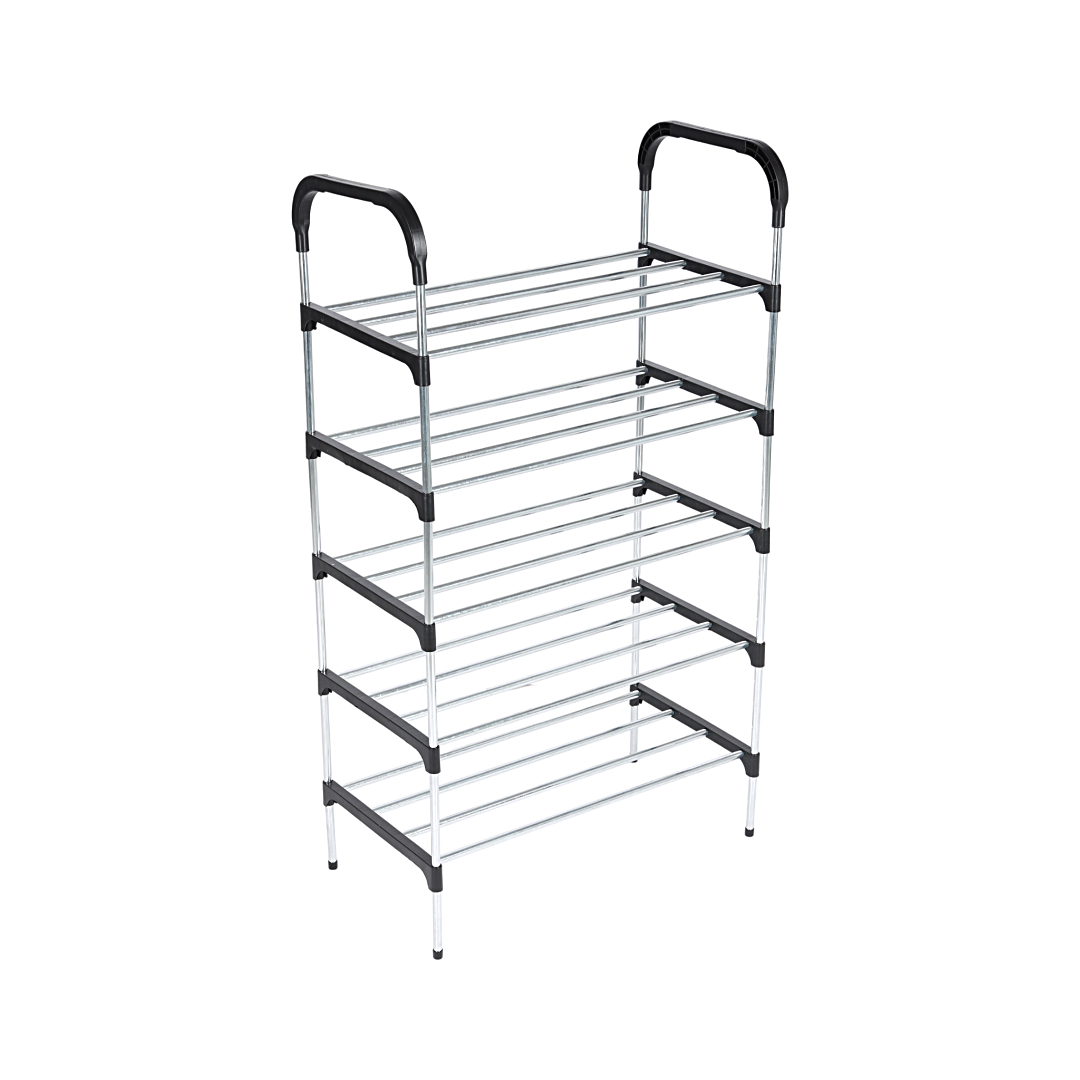 Royalford RF12422 5-Tier Shoe Rack | Durable Iron Frame with High-Quality PP Connectors | Space-Saving Multi-Layer Storage Shelf for Shoes| Lightweight| Easy to Assemble