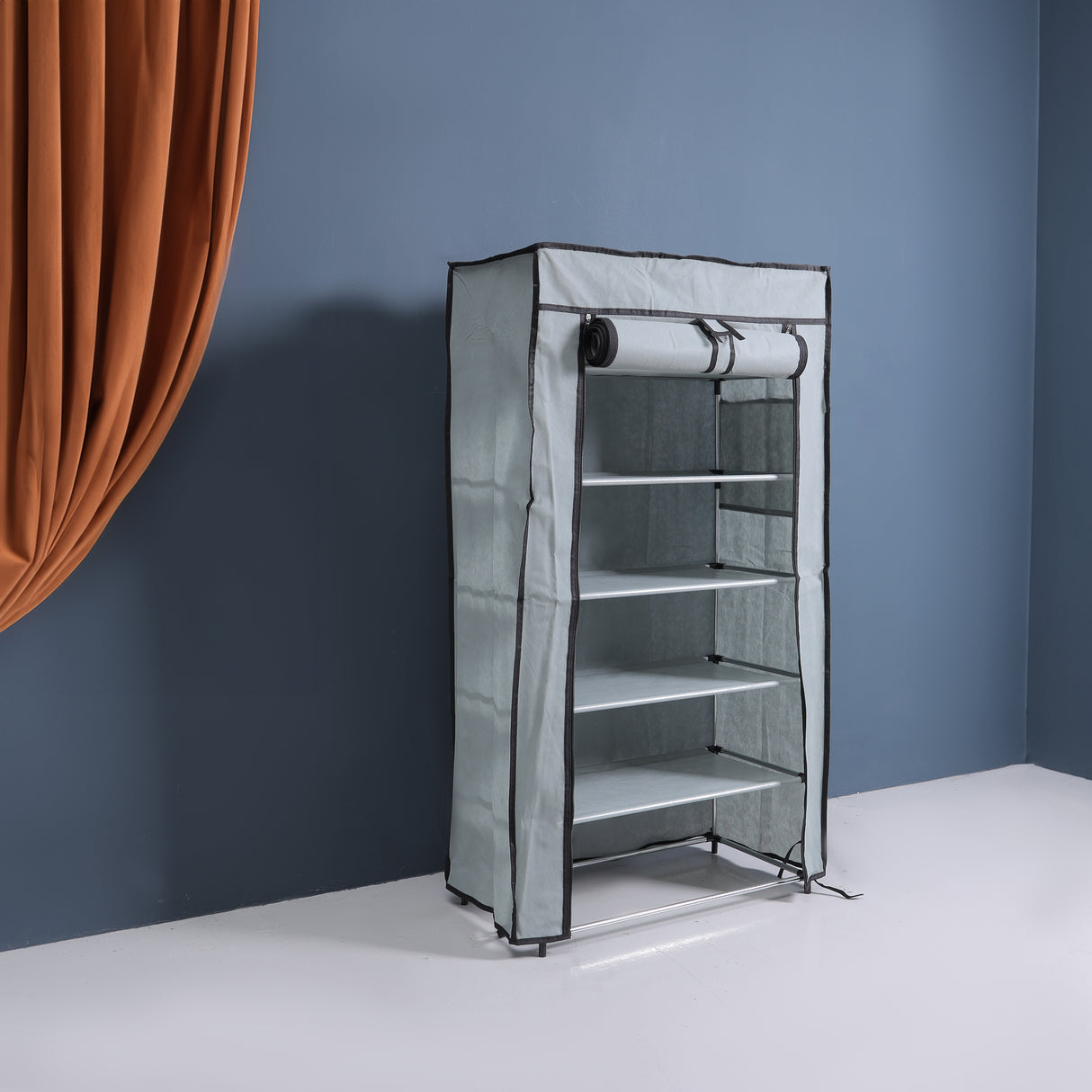 Royalford 7 Tier Shoe Rack- RF12425/ Fabric Cabinet, Strong Metal Rods, Easy to Assemble/ Multi-Purpose Storage Rack for Slipper, Sandals, Shoes, Grey