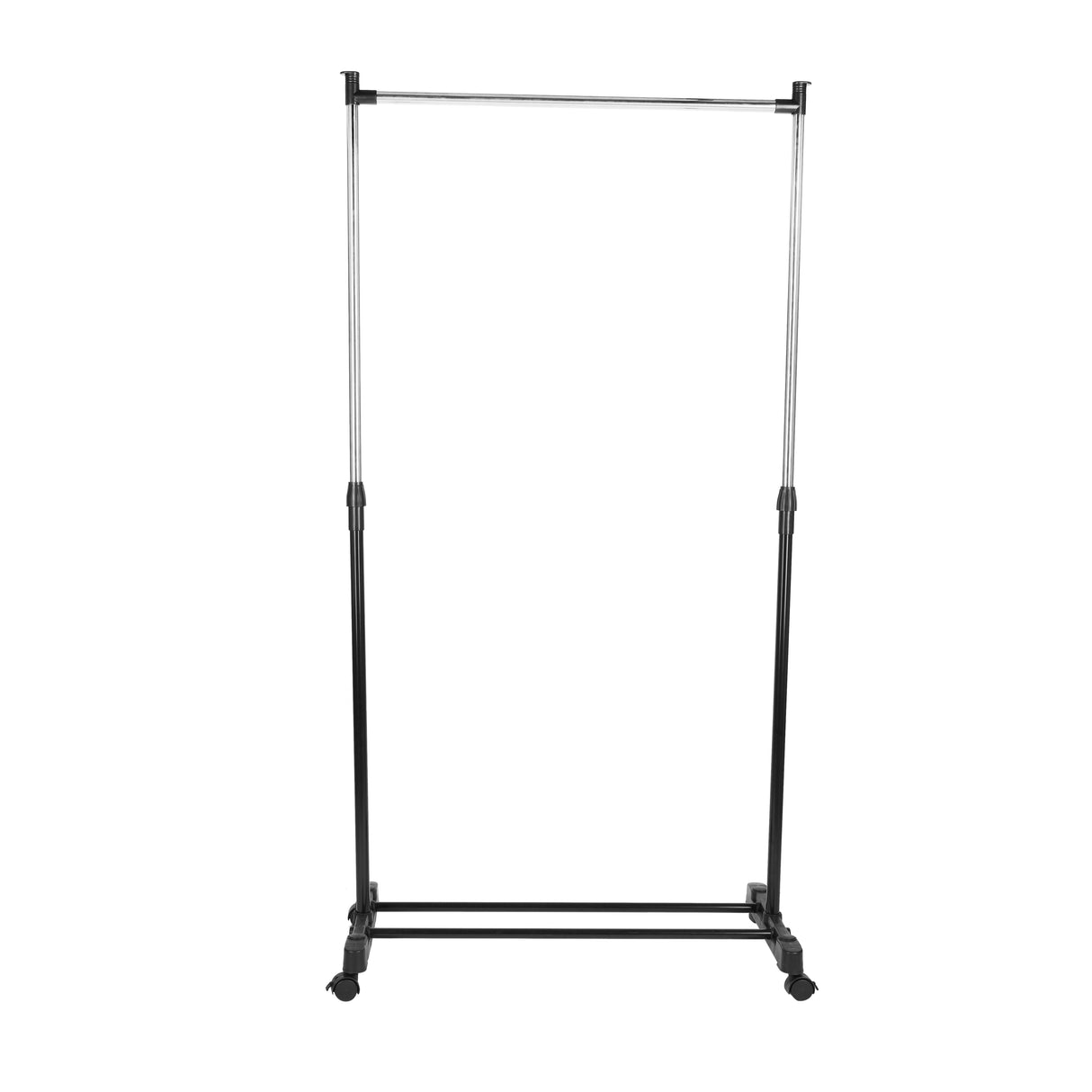 Royalford RF12432 Extendable Garment Rack with Wheels | Single Rod Adjustable Clothes Rail up to 155cm Height |Portable Clothing Stand for Bedroom, Laundry & Boutique Use