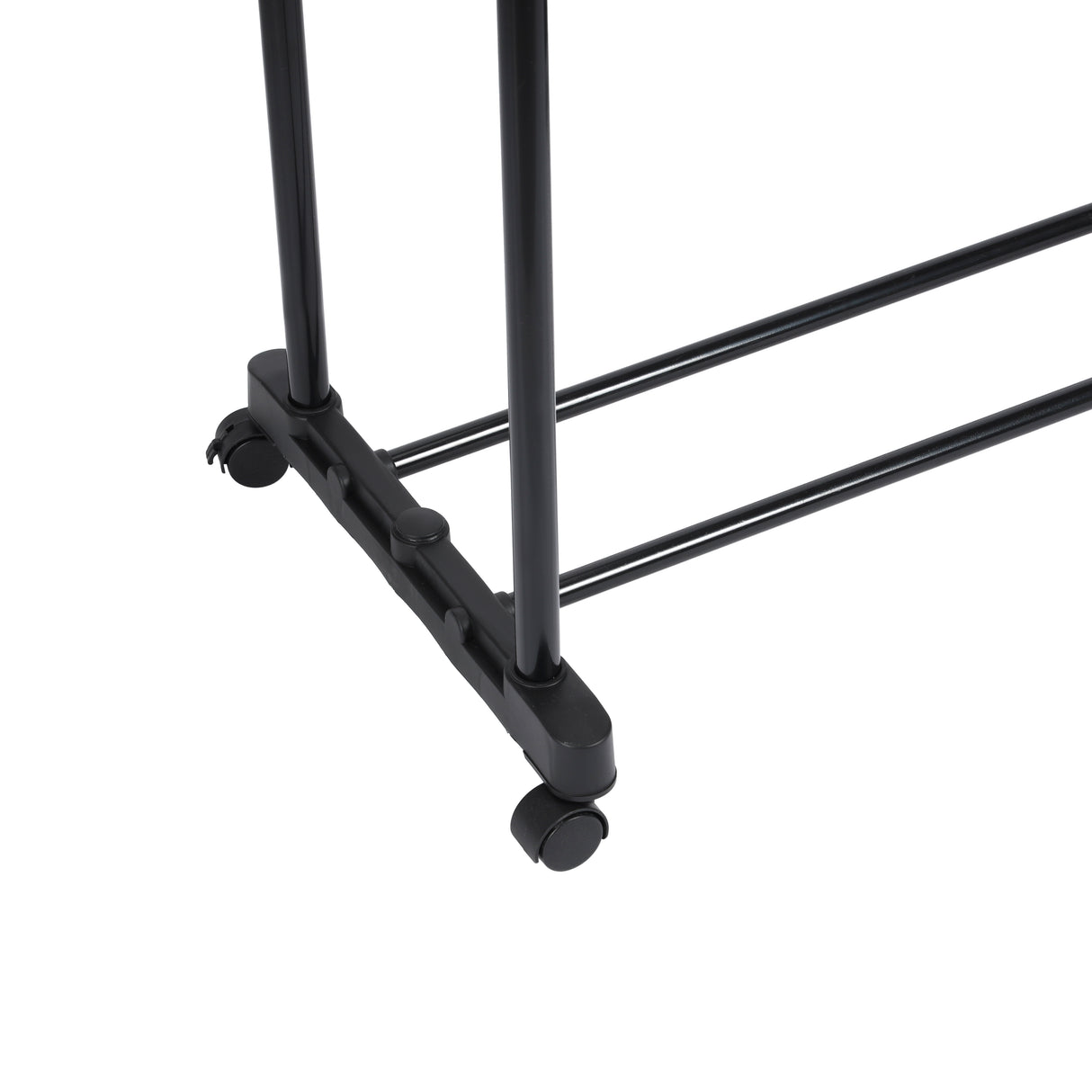 Royalford RF12433 Extendable Double Rod Garment Rack with Wheels | Adjustable Height | Portable Clothes Hanging Stand for Bedroom, Laundry, Room and Retail Display Use