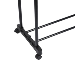 Royalford RF12433 Extendable Double Rod Garment Rack with Wheels | Adjustable Height | Portable Clothes Hanging Stand for Bedroom, Laundry, Room and Retail Display Use
