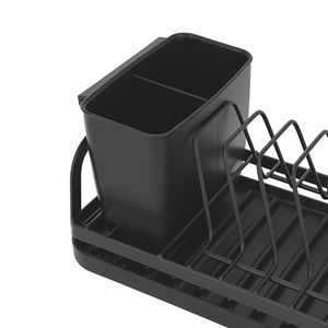Royalford RF12445 Dinky Dish Rack with Cutlery Holder & Drain Board | Compact 8 Plate Capacity | Space Saving Kitchen Countertop Organizer | Durable Iron Construction
