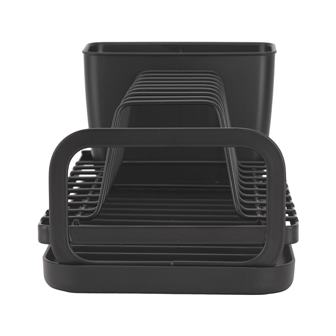 Royalford RF12445 Dinky Dish Rack with Cutlery Holder & Drain Board | Compact 8 Plate Capacity | Space Saving Kitchen Countertop Organizer | Durable Iron Construction