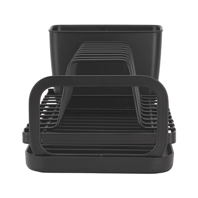 Royalford RF12445 Dinky Dish Rack with Cutlery Holder & Drain Board | Compact 8 Plate Capacity | Space Saving Kitchen Countertop Organizer | Durable Iron Construction