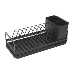 Royalford RF12445 Dinky Dish Rack with Cutlery Holder & Drain Board | Compact 8 Plate Capacity | Space Saving Kitchen Countertop Organizer | Durable Iron Construction