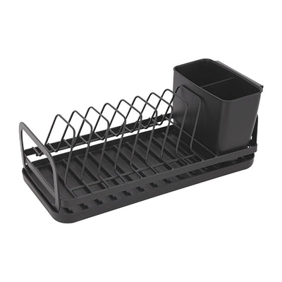 Royalford RF12445 Dinky Dish Rack with Cutlery Holder & Drain Board | Compact 8 Plate Capacity | Space Saving Kitchen Countertop Organizer | Durable Iron Construction