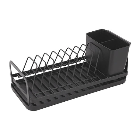 Royalford RF12445 Dinky Dish Rack with Cutlery Holder & Drain Board | Compact 8 Plate Capacity | Space Saving Kitchen Countertop Organizer | Durable Iron Construction