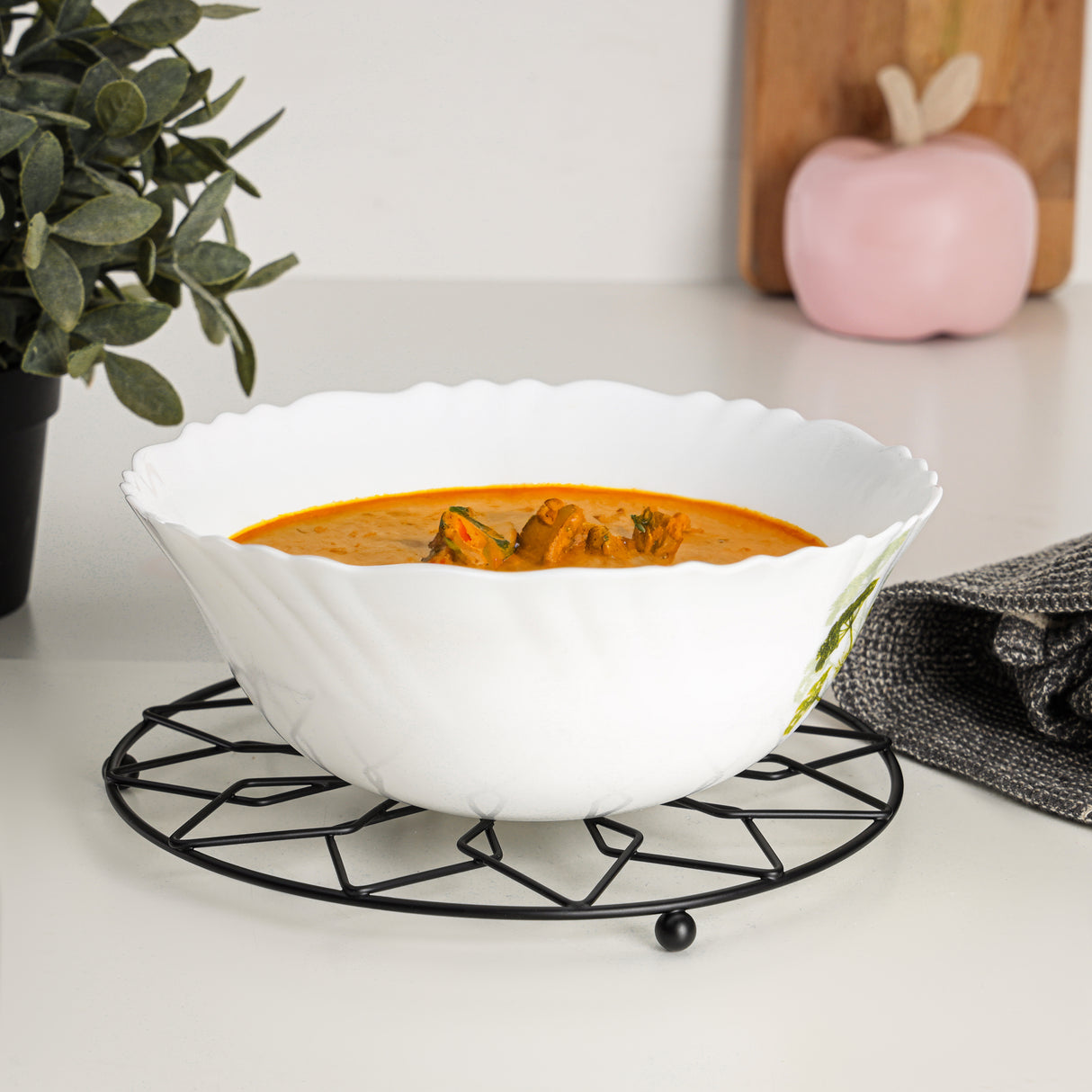 Royalford RF12447 Iron Trivet 20CM | heavy-duty heat-resistant design & durable iron build| round base, protects countertops, for hot pots, cooking and serving|