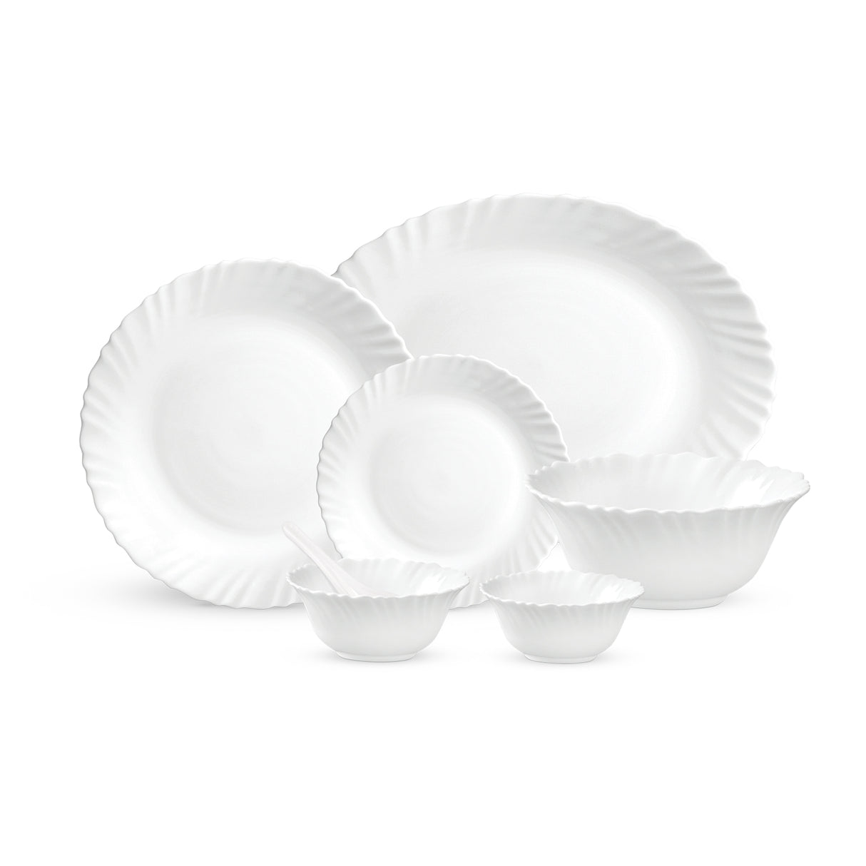 Royalford RF12466 Classic Opalware Dinner Set 33PC| lightweight and chip-resistant| microwave safe, dishwasher safe, and perfect for everyday dining with family.