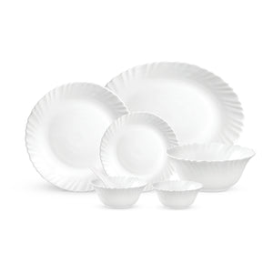 Royalford RF12466 Classic Opalware Dinner Set 33PC| lightweight and chip-resistant| microwave safe, dishwasher safe, and perfect for everyday dining with family.