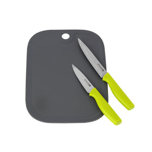 Royalford RF12468 2PC Knife Set with Cutting Board | Stainless Steel 3.5” Paring & 5” Utility Knives| Strong PP Handle|  Dishwasher Safe Design for Everyday Cooking Use