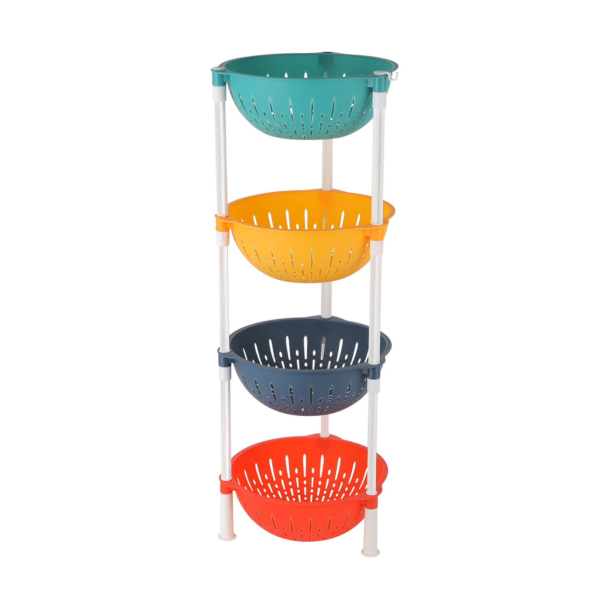 Royalford RF12480 4-Layer Kitchen Rack | Plastic Vegetable & Fruit Storage Stand with Ventilated Baskets | 75cm Tall Space-Saving Organizer for Kitchen & Pantry