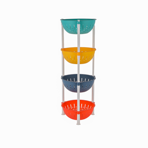 Royalford RF12480 4-Layer Kitchen Rack | Plastic Vegetable & Fruit Storage Stand with Ventilated Baskets | 75cm Tall Space-Saving Organizer for Kitchen & Pantry
