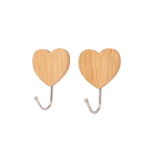Royalford RF12492 Bamboo Sticky Hooks 2PC Set | Self Adhesive Wall Hooks | Strong Hold Waterproof Multipurpose Organizer for Kitchen, Bathroom &  Bedroom | Reusable