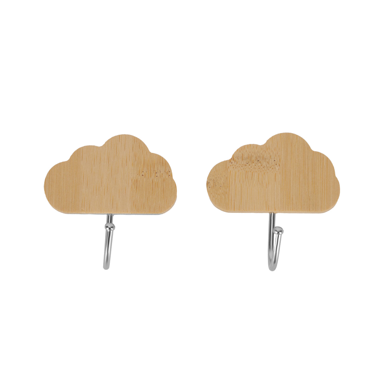 Royalford RF12493 Bamboo Sticky Hooks 2PC Set | Self Adhesive Wall Hooks | Waterproof Multipurpose Organizer for Kitchen, Bathroom & Bedroom | Reusable Cloud Design Hooks
