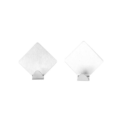 Royalford RF12495 2PC Sticky Hooks | Stainless Steel Adhesive Wall Hooks | Strong Self Adhesive | No Drill Wall Mount Hooks for Kitchen, Bathroom & Home Organizer