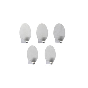 Royalford RF12500 5PC Stainless Steel Sticky Hooks | Self Adhesive Wall Hooks | Strong Hold Perfect for Kitchen, Bathroom & Office Use | Multi-Surface Compatibility