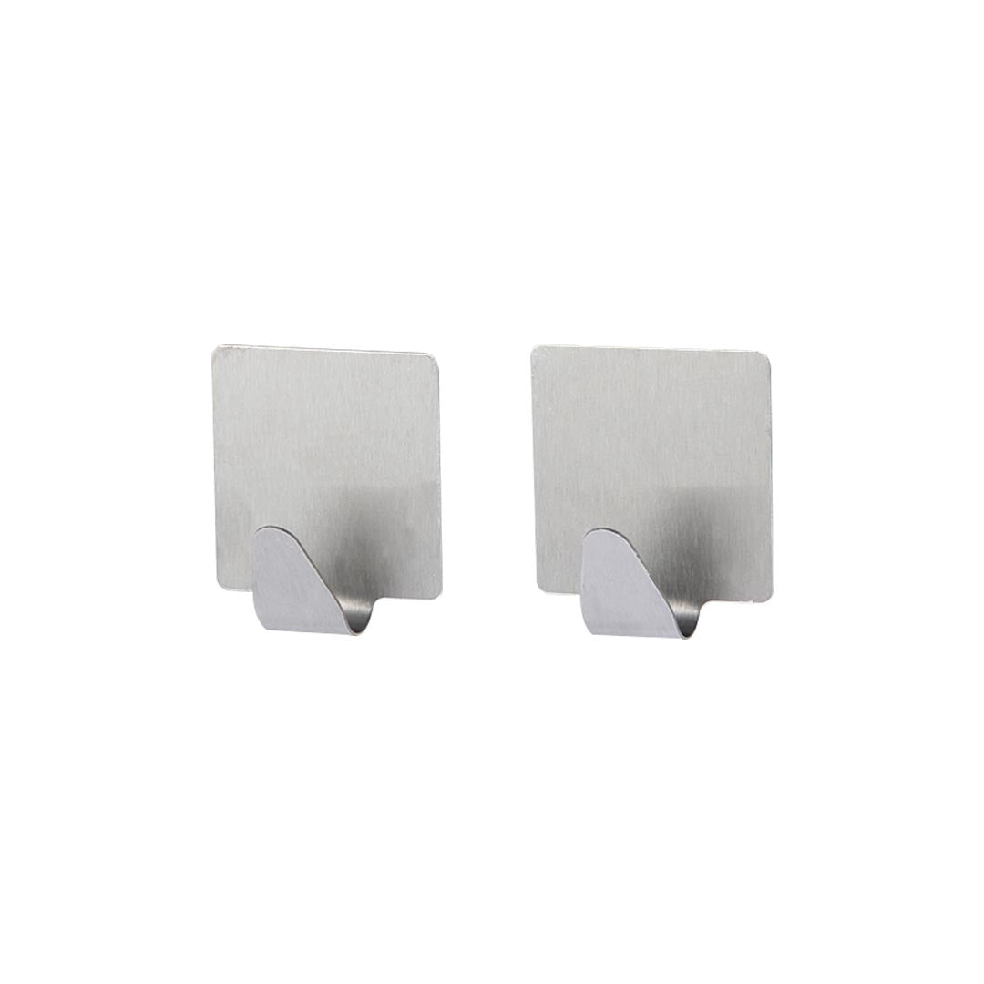 Royalford RF12501 2PC Stainless Steel Sticky Hooks | Self Adhesive Wall Hooks | Durable Strong Hold Multipurpose Organizer for Kitchen, Bathroom, Home and Office Use