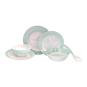 Royalford RF12511 Melamine Dinner Set 32PC offers durable| lightweight and break resistant tableware| top rack dishwasher safe and freezer safe, perfect for everyday family dining.