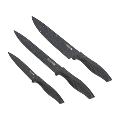 Royalford RF12580 EasyCut 6PC Kitchen Knife Set |  Granite Coated Stainless Steel Blades | Ergonomic PP Handles and Ceramic Peeler | Perfect for Precision Cutting