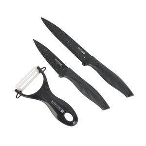 Royalford RF12580 EasyCut 6PC Kitchen Knife Set |  Granite Coated Stainless Steel Blades | Ergonomic PP Handles and Ceramic Peeler | Perfect for Precision Cutting