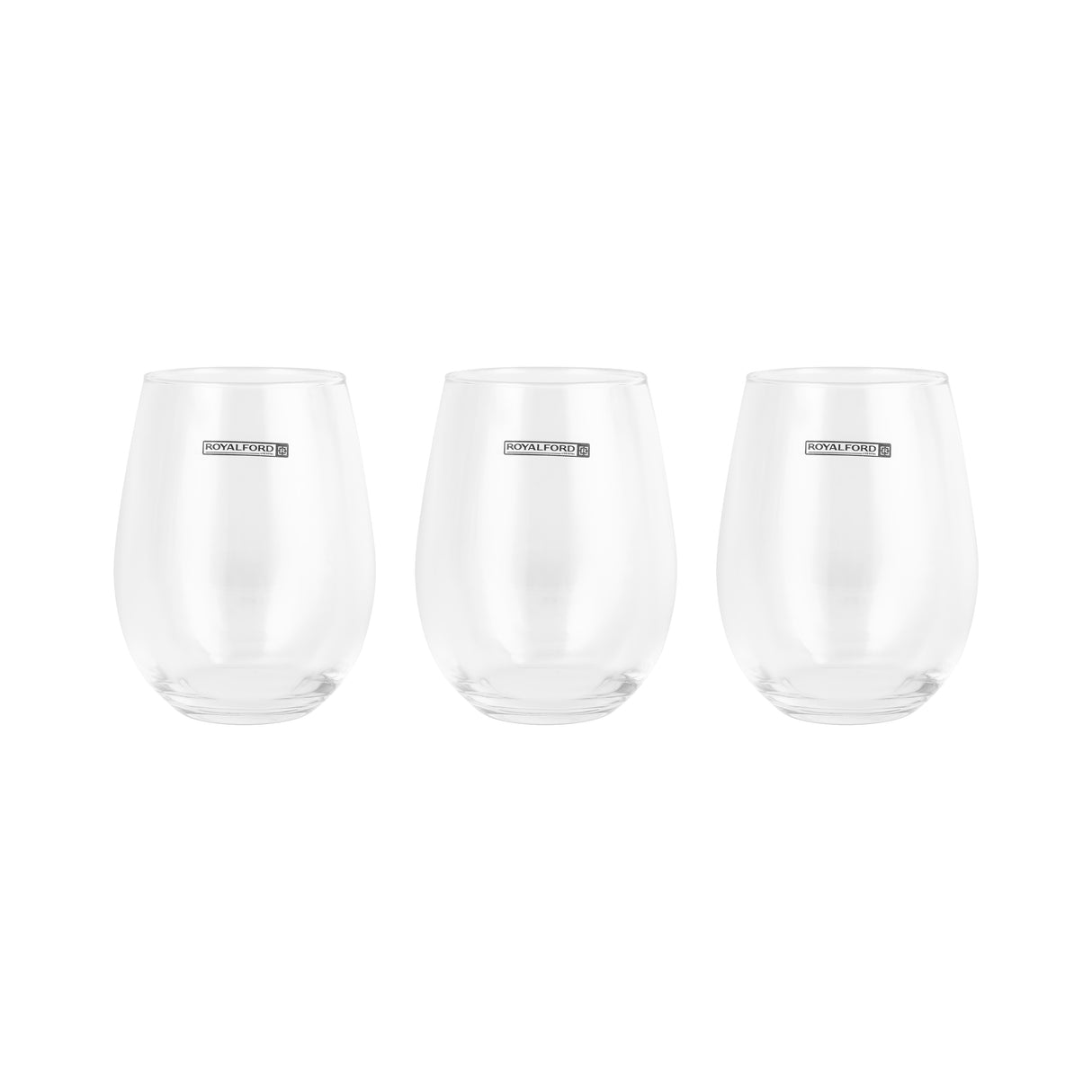 Royalford RF12588 Glass Tumbler Set| 3PCS 590ml 20oz Lead Free Soda Lime Glass & Dishwasher Safe| Durable Drinking Glasses, Elegant Design for Water Juice Beverages Use|