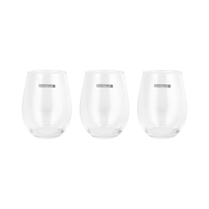 Royalford RF12588 Glass Tumbler Set| 3PCS 590ml 20oz Lead Free Soda Lime Glass & Dishwasher Safe| Durable Drinking Glasses, Elegant Design for Water Juice Beverages Use|