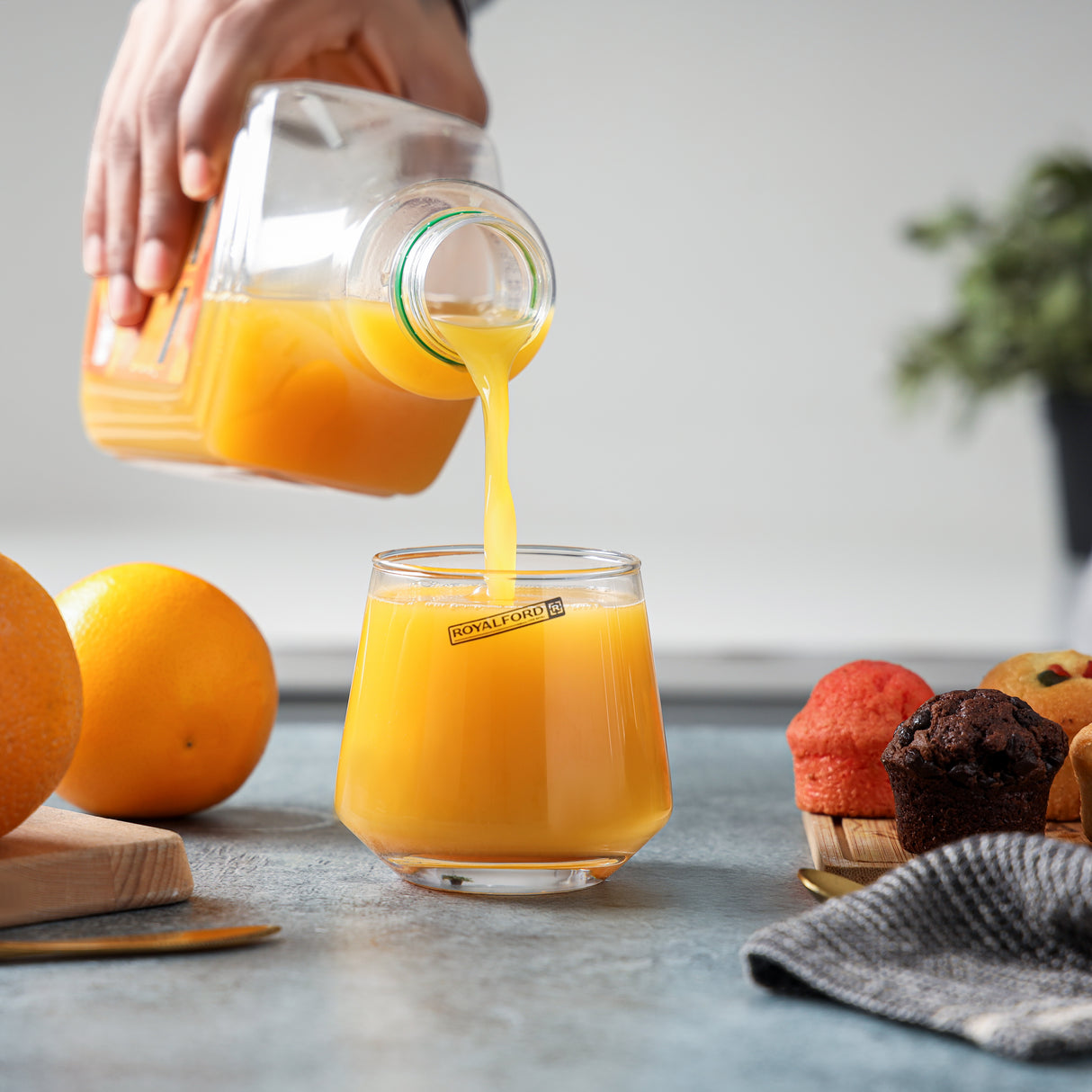 Royalford RF12590 glass tumbler set| includes 3PCS 290ML clear glasses & durable lead-free soda lime glass| dishwasher safe, ideal for water, juice & everyday home use|