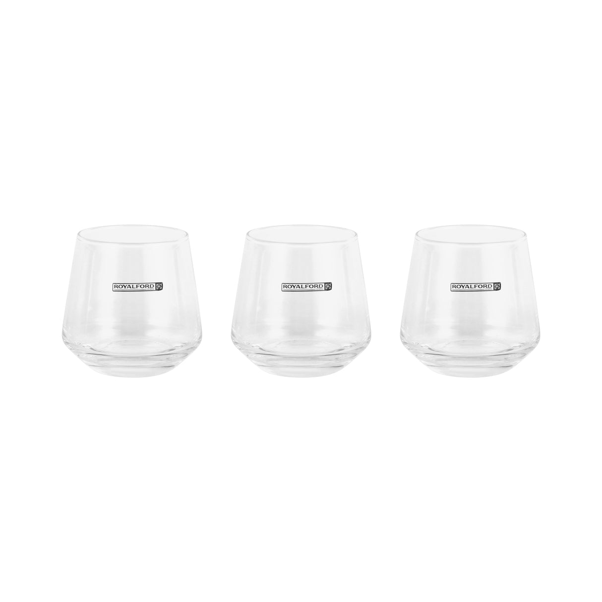 Royalford RF12590 glass tumbler set| includes 3PCS 290ML clear glasses & durable lead-free soda lime glass| dishwasher safe, ideal for water, juice & everyday home use|
