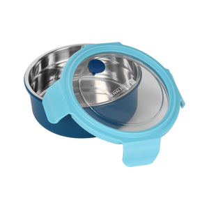 Royalford RF12592 700ML Round Stainless Steel Lunch Box | Leak-Resistant  | Secure Locking Lid | Durable PP & Silicone Seal | Ideal for Office, School & Travel Use