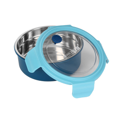 Royalford RF12592 700ML Round Stainless Steel Lunch Box | Leak-Resistant  | Secure Locking Lid | Durable PP & Silicone Seal | Ideal for Office, School & Travel Use