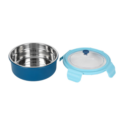 Royalford RF12592 700ML Round Stainless Steel Lunch Box | Leak-Resistant  | Secure Locking Lid | Durable PP & Silicone Seal | Ideal for Office, School & Travel Use