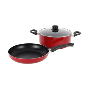 Royalford RF12597 3PCS non-stick cookware set with premium aluminium body includes frypan and casserole| durable coating, bakelite handles and multi-cooktop compatibility
