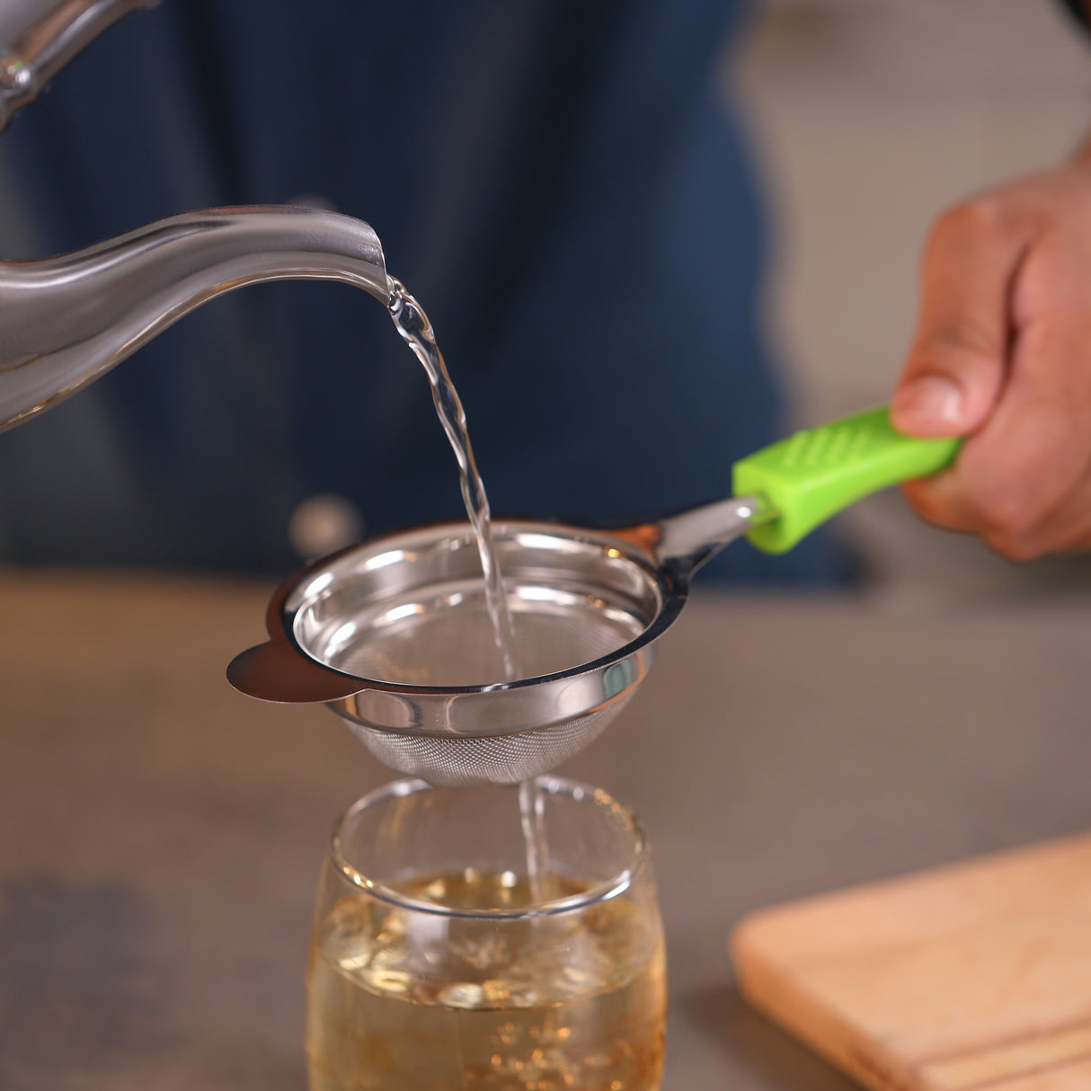 Royalford RF12618 Stainless Steel Strainer 9cm| extra fine mesh for smooth straining & durable rust-resistant build| ergonomic non-slip handle, dishwasher safe design|