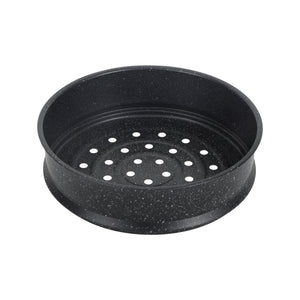 Royalford RF12623 24cm granite casserole with carbon steel steamer | offers 5-layer non-stick coating, induction base, tempered glass lid & bakelite handles for daily use