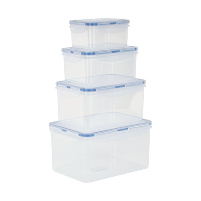 Royalford RF12630 4PCS Square Food Storage Container Set | BPA-Free PP Plastic Leak-Proof Lids | Freezer Safe Stackable Kitchen Storage Boxes for Fresh Food & Meal Prep