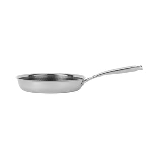 Royalford RF12640 28cm Triply Stainless Steel Frypan | Honeycomb Non-Stick Interior| Induction Compatible Base | Fast Even Heating| Riveted Handle| Mirror Finish Body
