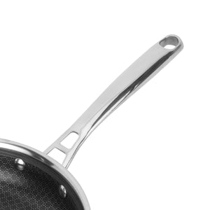 Royalford RF12640 28cm Triply Stainless Steel Frypan | Honeycomb Non-Stick Interior| Induction Compatible Base | Fast Even Heating| Riveted Handle| Mirror Finish Body