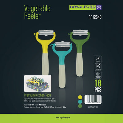 Royalford RF12643 Vegetable Peeler | Stainless Steel Blade with PP Handle | Ergonomic Kitchen Peeler for Fruits and Vegetables | Rust Resistant & Easy Grip Tool