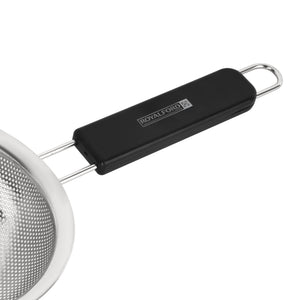 Royalford RF12661 25cm Stainless Steel Strainer with Extra Fine Mesh | Dishwasher Safe Kitchen Sieve | Long Non-Slip PP Handle | Rust-Resistant & Durable Design