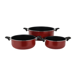 Royalford RF12666 Non Stick Casserole Set 6 PCS | Press Aluminium Cookware with Stainless Steel Lid | 3 Layer Non Stick Coating | Heat Resistant Bakelite Handles