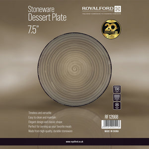 Royalford RF12668 Stoneware Dessert Plate | 7.5 Inch Durable Serving Plate | Microwave & Dishwasher Freezer Safe | Elegant Tableware for Desserts, Snacks Everyday Use