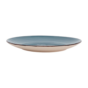 Royalford RF12671 Stoneware Dinner Plate 10.5"| stylish blue textured design & durable stoneware build| microwave & dishwasher safe, perfect for daily dining use|