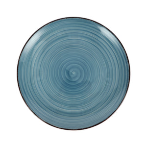 Royalford RF12671 Stoneware Dinner Plate 10.5"| stylish blue textured design & durable stoneware build| microwave & dishwasher safe, perfect for daily dining use|
