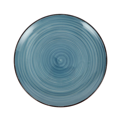 Royalford RF12671 Stoneware Dinner Plate 10.5"| stylish blue textured design & durable stoneware build| microwave & dishwasher safe, perfect for daily dining use|