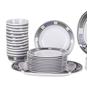 Royalford RF12675 Melamine Dinner Set 70 Pcs | Premium Durable & Elegant Melamine Tableware with Plates, Bowls & Serving Spoons for Home, Hotel & Special Occasions