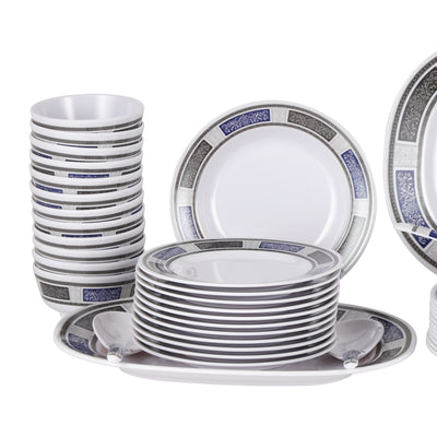 Royalford RF12675 Melamine Dinner Set 70 Pcs | Premium Durable & Elegant Melamine Tableware with Plates, Bowls & Serving Spoons for Home, Hotel & Special Occasions