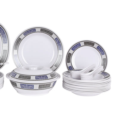 Royalford RF12675 Melamine Dinner Set 70 Pcs | Premium Durable & Elegant Melamine Tableware with Plates, Bowls & Serving Spoons for Home, Hotel & Special Occasions